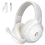 AYEDLOE Wireless Gaming Headset for PC, PS5, PS4, Switch, Mac with Dual EQ Game & Music, 2.4G USB Gaming Headphones with Noise Cancelling Mic, 50H Playtime, 3.5mm Wired Mode for Xbox, White