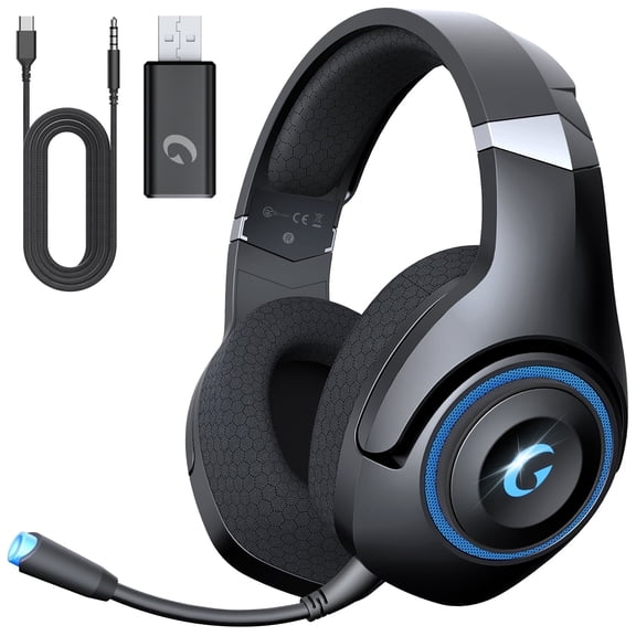 Froura Wireless Gaming Headsets for PS5 PC Switch PC with Bluetooth 5.2, 2.4 GHz USB Gaming Headphones with Detachable Microphone, 40H Battery Life, 3.5mm Wired for Xbox Series,Black