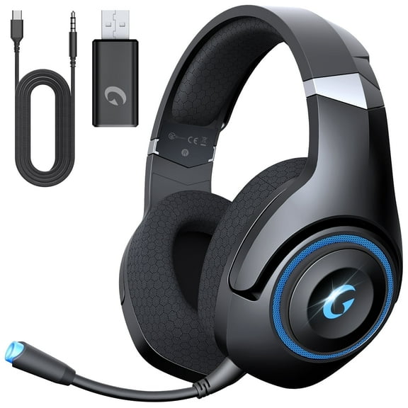 Froura Wireless Gaming Headsets for PS5 PC Switch PC with Bluetooth 5.2, 2.4 GHz USB Gaming Headphones with Detachable Microphone, 40H Battery Life, 3.5mm Wired for Xbox Series,Black