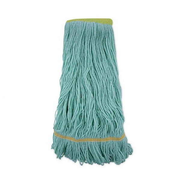 EcoMop Looped-End Mop Head, Recycled Fibers, Extra Large Size, Green EcoMop Looped-End Mop Head, Recycled Fibers, Extra Large Size, Green