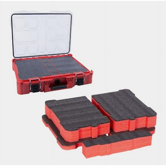 Econo Foam Inserts- Fits Milwaukee Packout 48-22-8430 (5 Piece Foam Kit) Black/Red$$Tools