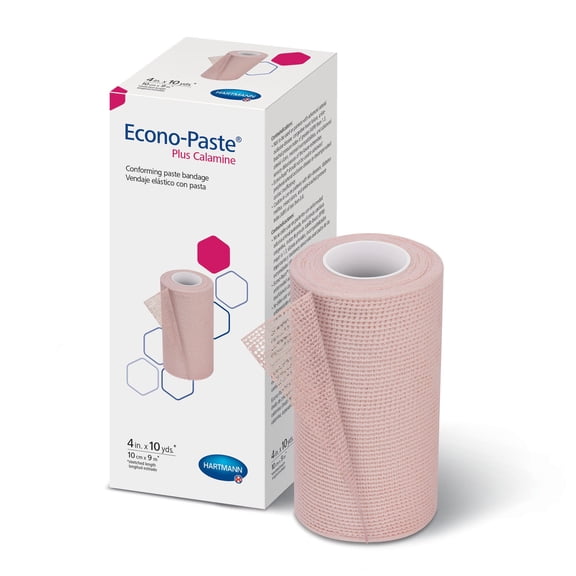 Econo-Paste Plus Calamine Unna Boot Bandage with Zinc Oxide Paste, 4 in x 10 yds, 1 Count, 12 Packs, 12 Total