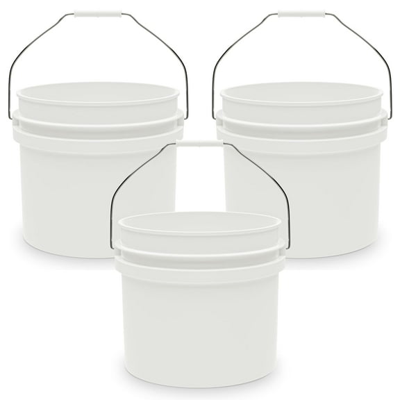 EconoHome 5-Gallon White Bucket Pail Container Without Lid | Metal Handles with Plastic Grip for Easy Carrying | Easy Stack and Store | Heavy-Duty 90MIL Extra Durable | Food Grade | BPA Free - 2 Pack