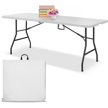 EconoHome 6ft Folding Table with Handle | Heavy-Duty Foldable Table | Portable Table for Indoor & Outdoor Use