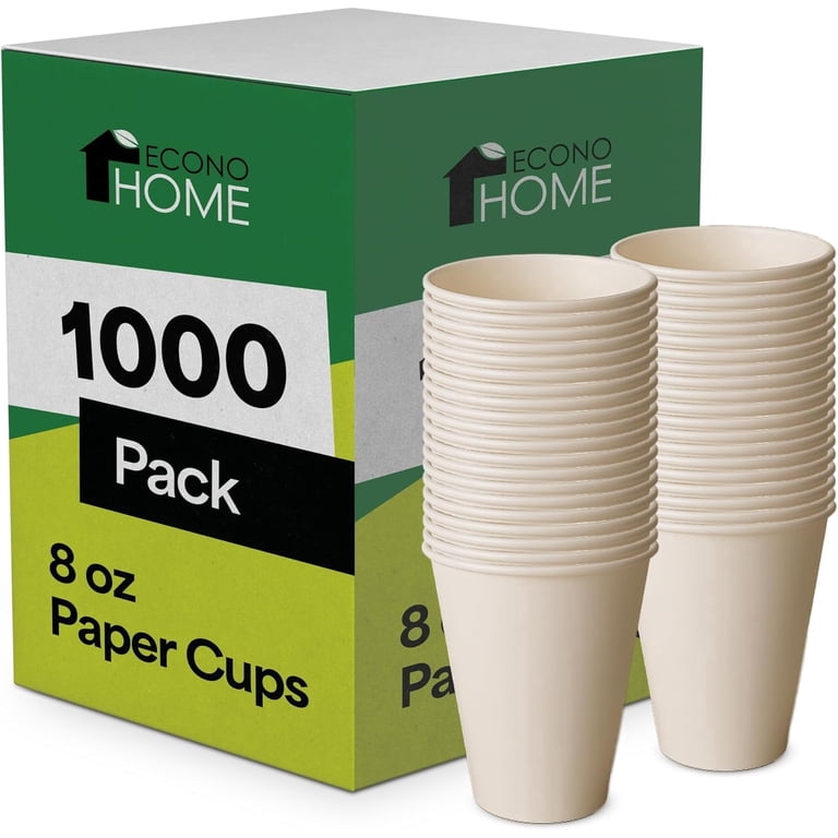 EconoHome 8 oz 1000 Pack Disposable Coffee Paper Cups - Paper Cups for Hot  and Cold Drinks, Tea, Water, and Juice