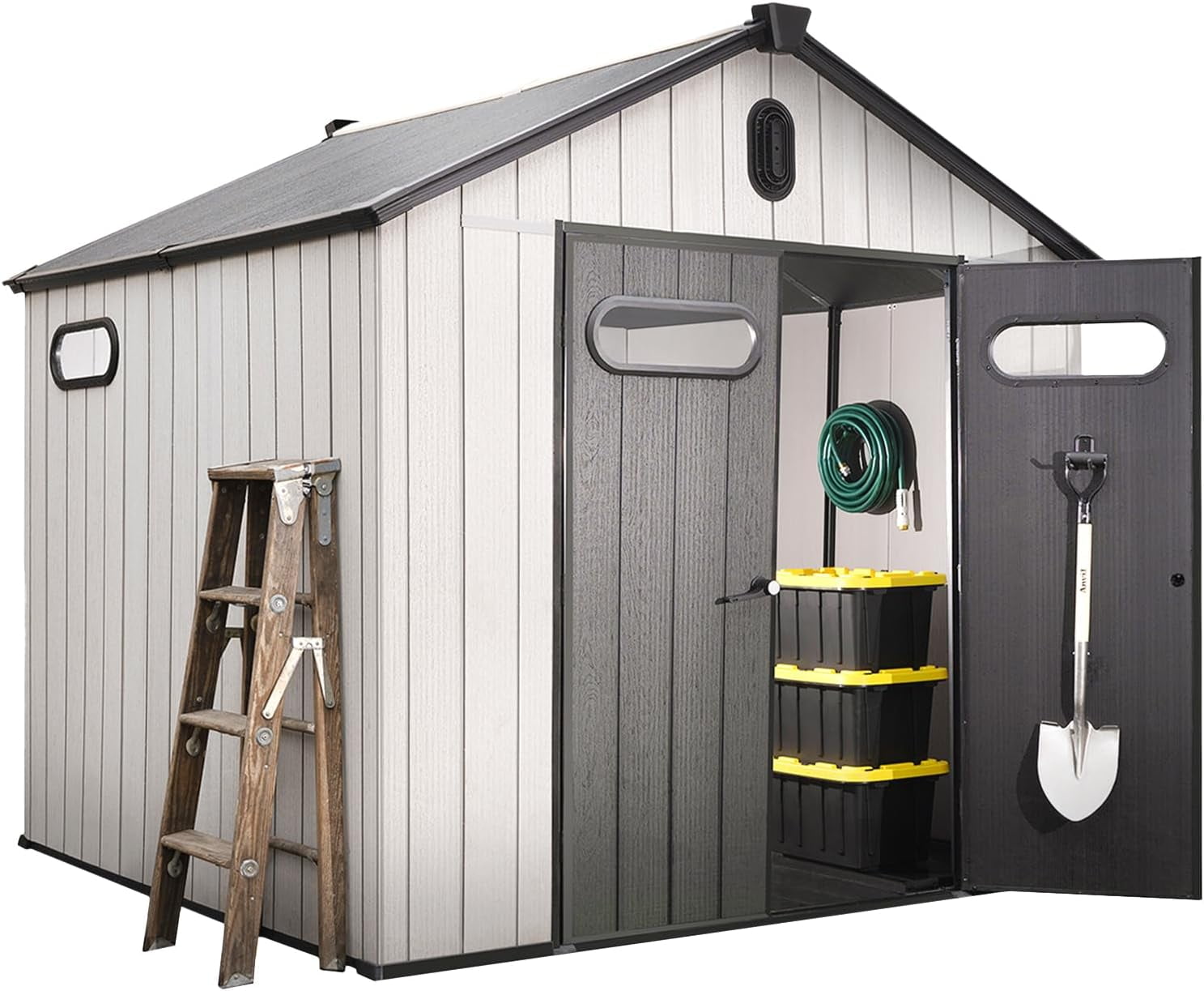 EconoHome 8x8 ft Waterproof Outdoor Shed with Heavy-Duty Resin