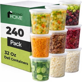 EconoHome Clear Deli Containers with Lids - 240-Pack, 32oz Plastic Containers with Lids for Food Storage, Meal Prep, Leftover, Restaurant Business, Takeout - Fridge, Microwave & Freezer-Safe