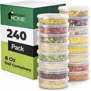 EconoHome Clear Deli Containers with Lids - 240-Pack, 8oz Plastic Containers with Lids for Food Storage, Meal Prep, Leftover, Restaurant Business, Takeout - Fridge, Microwave & Freezer-Safe