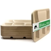 EconoHome Compostable Meal Tray Party Plates, Bagasse Fiber White, 50 Pack