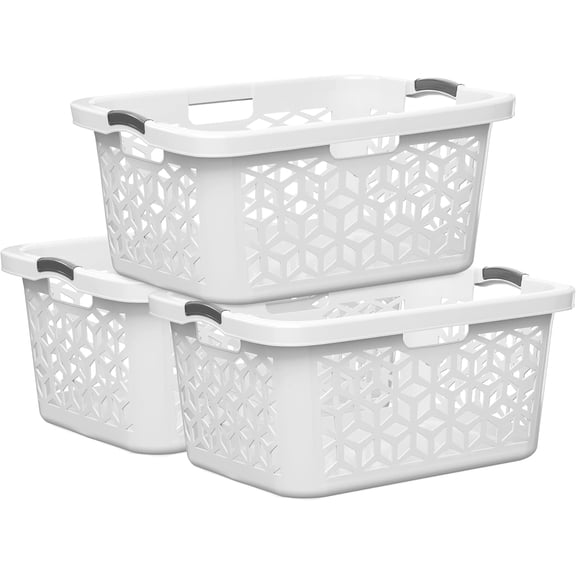 EconoHome Laundry Basket - Large 2 Bushel Laundry Basket with Handles - Stackable Plastic Hamper for Dirty Clothes - Storage Bin & Organizer for Bathroom, Bedroom - White, 70.5L Capacity – Heavy Duty