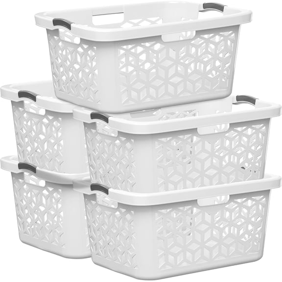EconoHome Laundry Basket - Large 2 Bushel Laundry Basket with Handles - Stackable Plastic Hamper for Dirty Clothes - Storage Bin & Organizer for Bathroom, Bedroom - White, 70.5L Capacity – Heavy Duty
