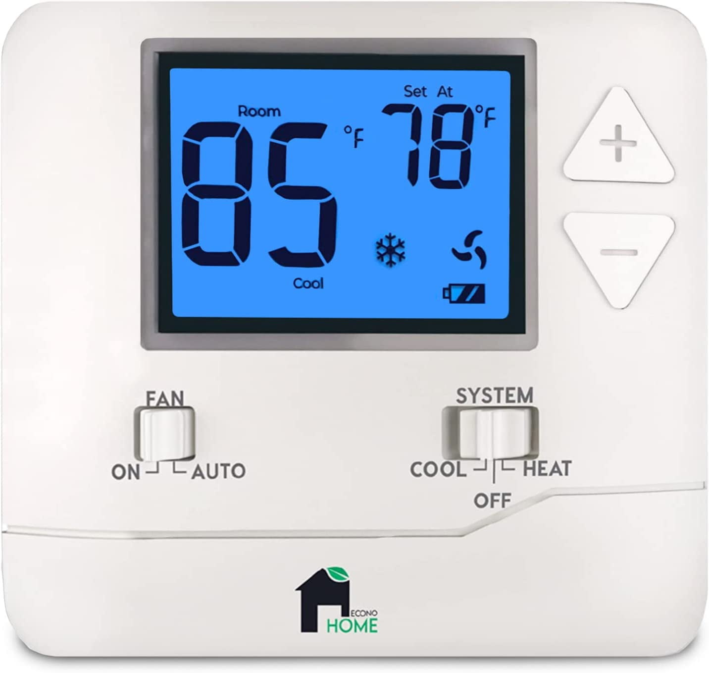 EconoHome White Digital Thermostat with Backlit Screen