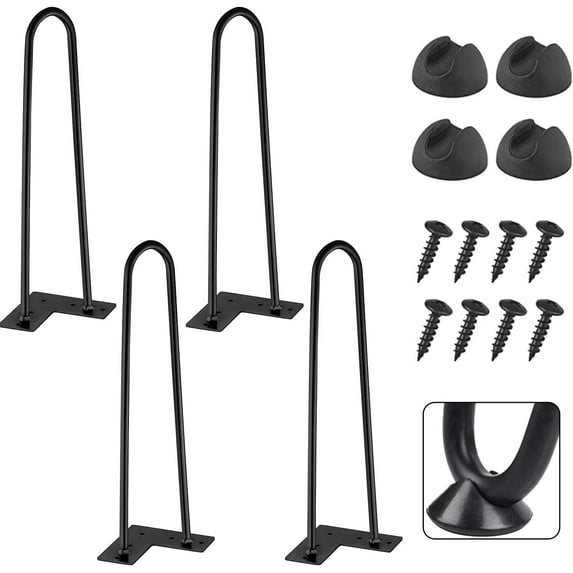 EconoHome Hairpin Legs 16 inches, 16 Height Steel Furniture Legs, Black 2 Piece Pack