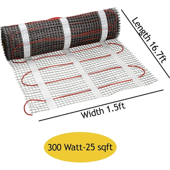 EconoHome Underfloor Heating Mat - Fluoropolymer Insulated Floor Electric Heat Mats for Tile, Wood, Laminate - Indoor Home Warming Systems - Compatible with GFCI Thermostat (Thermostat not included)