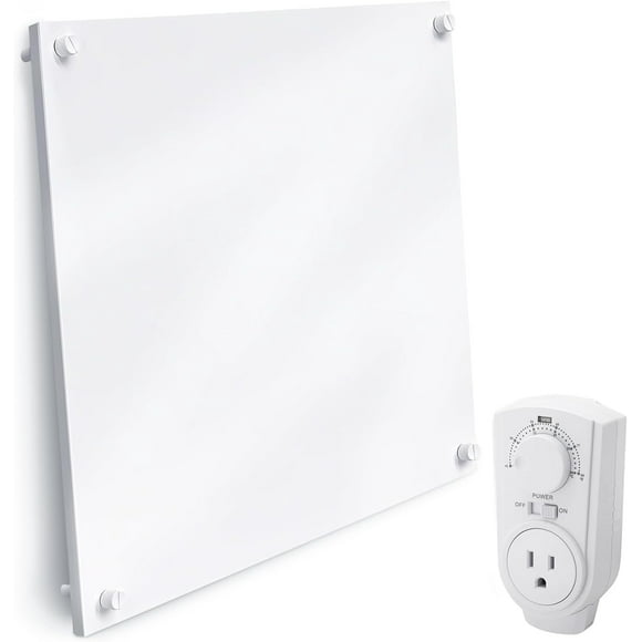 EconoHome Wall Heater Panel with Thermostat - Electric Wall Mounted Heater for Indoor Use - 400Watt Convection Heater - Perfect for Rooms Up to 120 Sq Ft - 120V - Updated Model