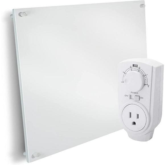 EconoHome Wall Mount Space Heater Panel - 250 Watt Splashproof Convection Heater with Thermostat - Ideal for 100 Sq Ft Room or Bathroom - 120V Electric Heater