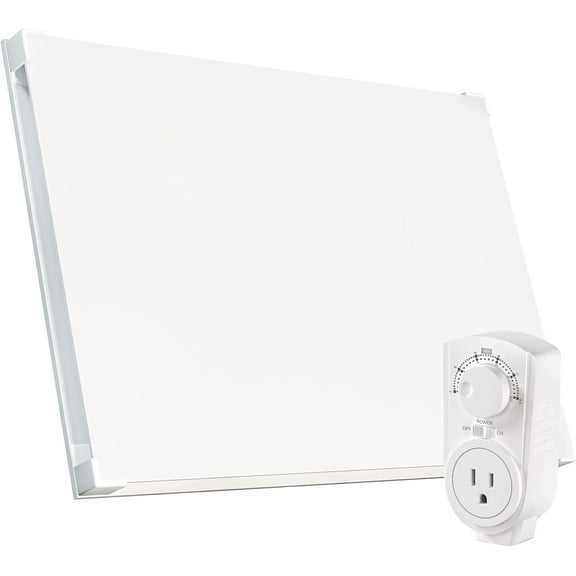 EconoHome Wall Mount Space Heater Panel with Heat Guard - 250 Watt Splashproof Convection Heater with Thermostat - Ideal for 100 Sqf Room or Bathroom - 120V Electric Heater - Updated Model