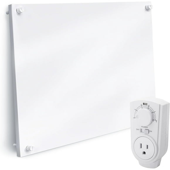 EconoHome Wall Mount Space Heater Panel - with Thermostat - 250 Watt Splashproof Convection Heater - Ideal for 100 Sq Ft Room or Bathroom - 120V Electric Heater - Updated Model