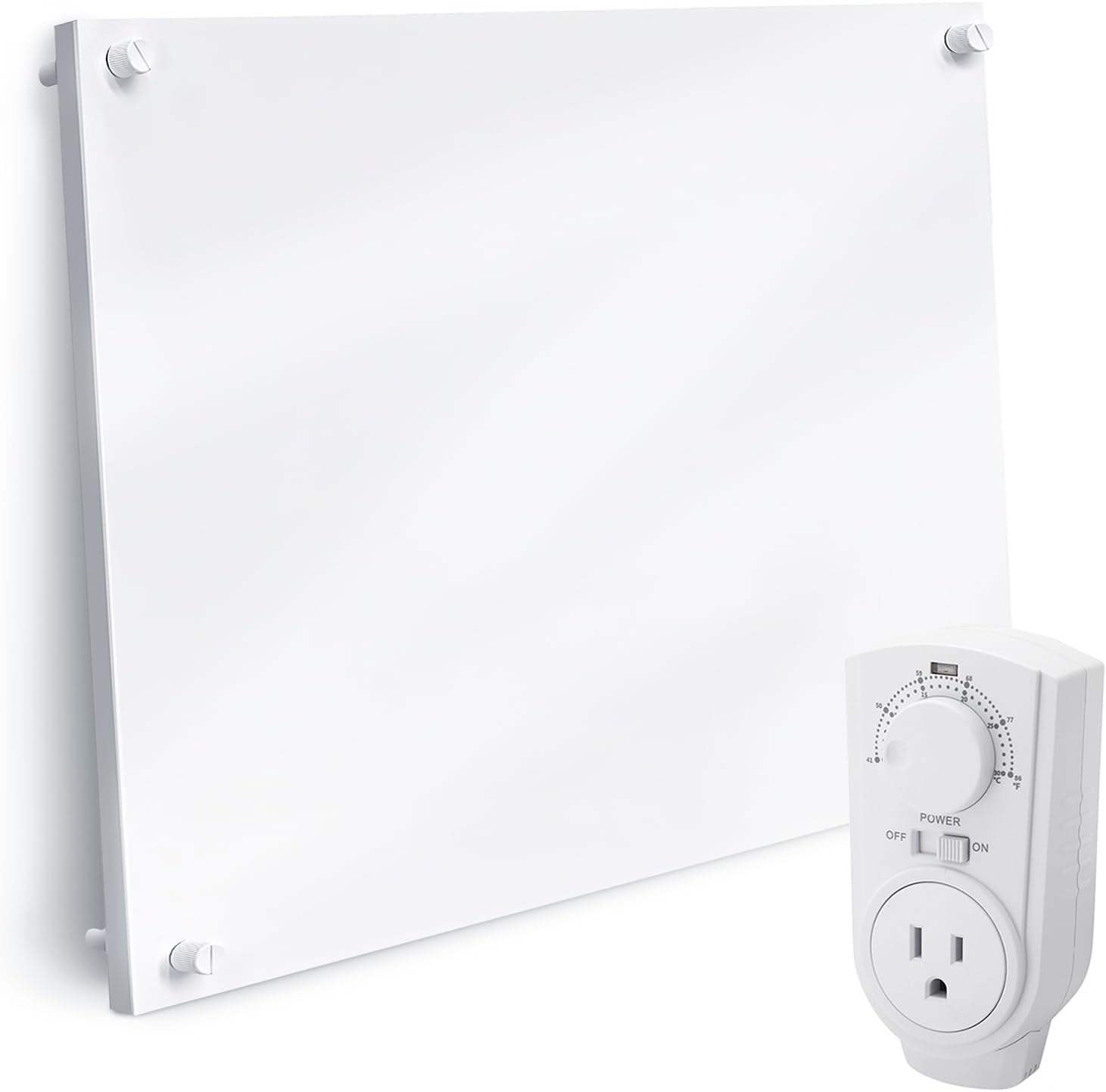 EconoHome Wall Mount Space Heater Panel - with Thermostat - 250 Watt Splashproof Convection ...