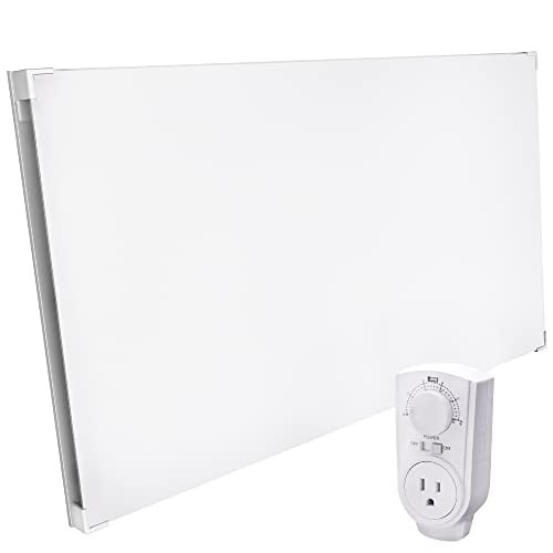 EconoHome Wall Mount Space Heater Panel with Thermostat - 600 Watt Convection Heater with Heat Guard - Ideal for 200 Sqft Room - 120V Electric Heater - Save On Heating Costs - Upda