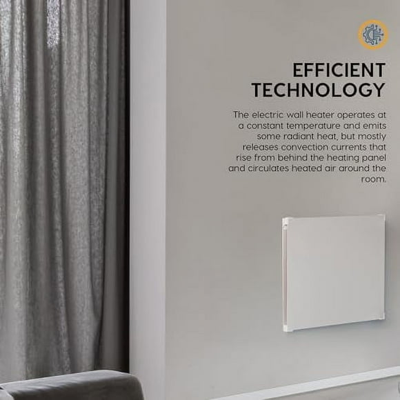 EconoHome Wall Mount Space Heater Panel - with Thermostat and Heat Guard Cover - 400W Convection Heater - for 120 Sq Ft Room - 120V Electric Heater - Updated Model