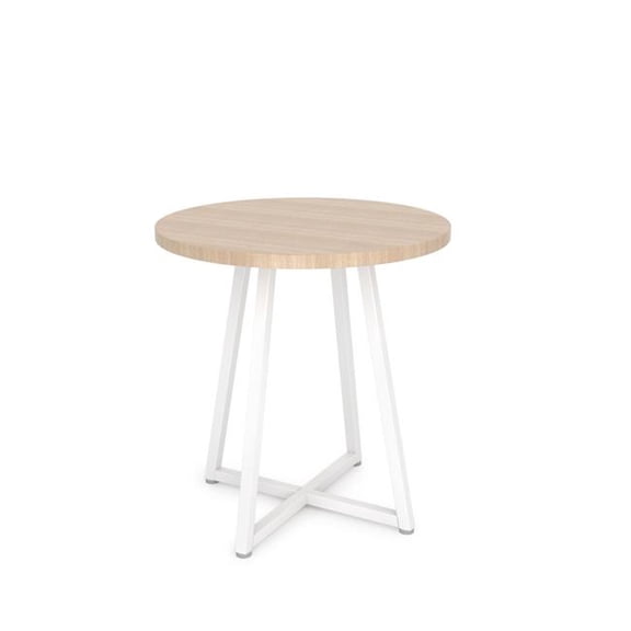 Econoco APRTMW 24.37 in. Aspect Round Retail Display Tables - Medium Round Table - Gloss White Frame with Raw Oak Woodgrain Top
