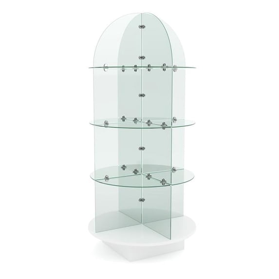 Econoco WDGLRDWH 30 in. Diameter Rotating Glass Merchandiser with Round Base - White