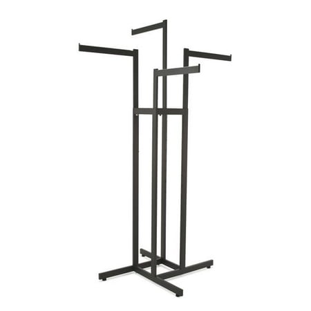 Econoco 4 Way Adjustable Height and Blade Arms Clothes Rack With Square Tubing, Metal, Black
