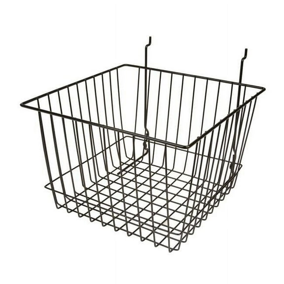 Econoco - BSK15/B - 12"W x 12"D x 8"H Black Multi-Fit Deep Basket for Slatwall, Grid or Pegboard - Sold in Pack of 6