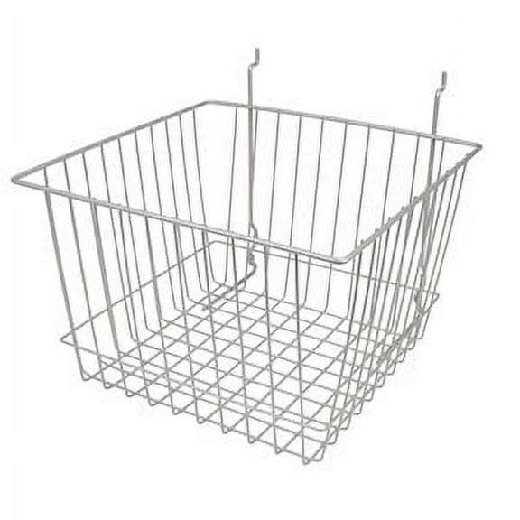 Econoco - BSK15/EC - 12"W x 12"D x 8"H Epoxy Chrome Multi-Fit Deep Basket for Slatwall, Grid or Pegboard - Sold in Pack of 6