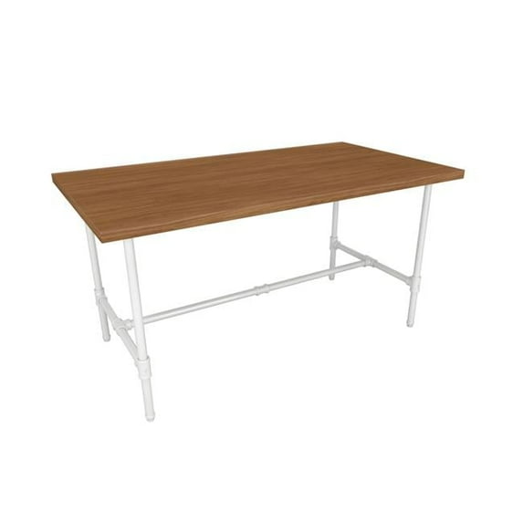 Econoco PSNTLWBNSET Pipeline Large Nesting Table for White Frame Plus Dark Brown Table Top