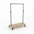 thumbnail image 1 of Econoco PSBBADJKOK Pipeline Adjustable Ballet Bar Rack with Base Shelf - Anthracite Grey Rack with Raw Oak Wood Grain Base Shelf, 1 of 1