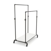 Econoco PSBBLLADJKWH Pipeline Adjustable Double Bar Ballet Rack with Base Shelf - Anthracite Grey Rack with White Base Shelf