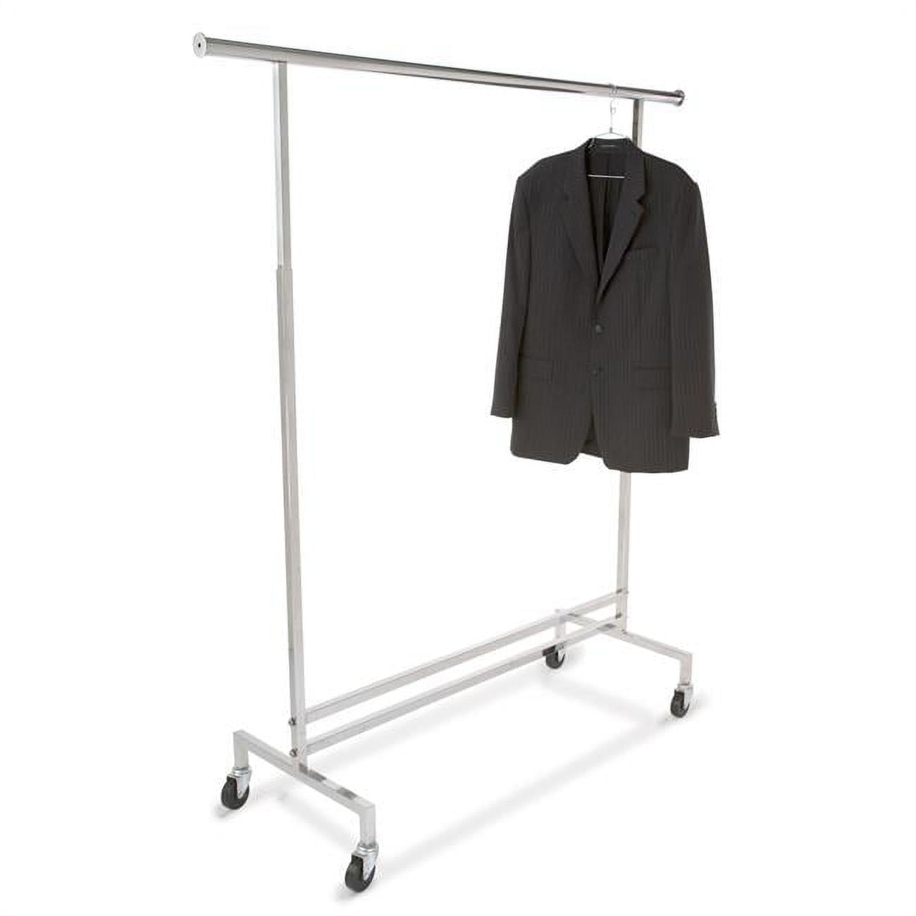 Econoco Square Tubing Single Hangrail Rolling Rack - Chrome