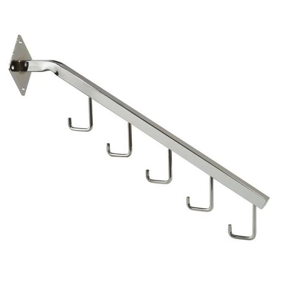 Econoco - TB/5H - 18" 5-Hook Chrome Square Tubing Waterfall Faceout for Wallmount - Sold in Pack of 24