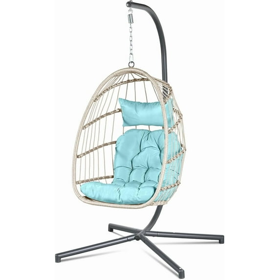 Econohome Hanging Egg Chair with Stand - Indoor/Outdoor Swing Hammock Chair with Plush, Washable Cushions, 350LBS Capacity, Ideal for Relaxation in Bedrooms, Balconies, Gardens, and Patios
