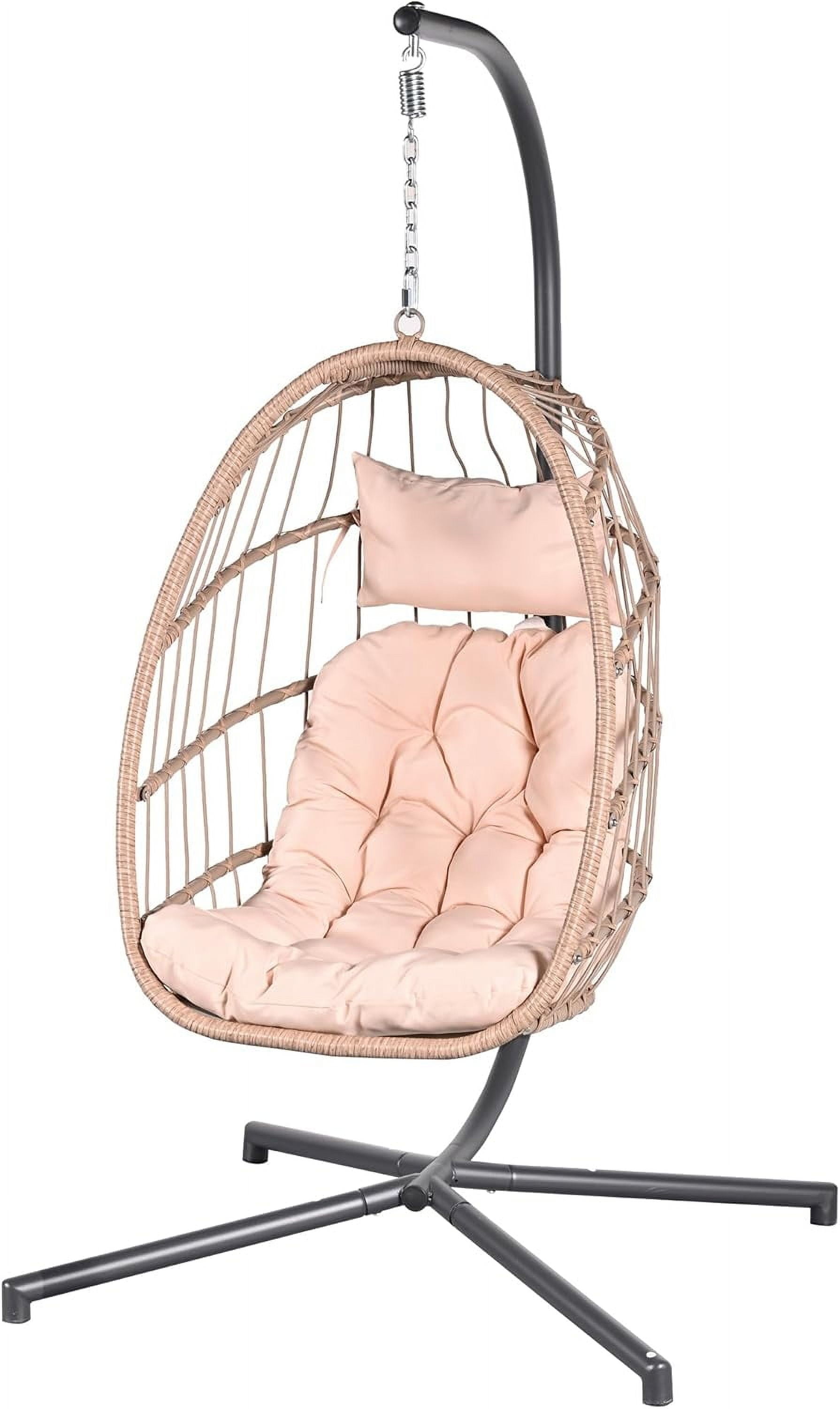 Econohome Hanging Egg Chair with Stand - Indoor/Outdoor Swing Hammock Chair with Plush, Washable Cushions, 350LBS Capacity, Ideal for Relaxation in Bedrooms, Balconies, Gardens, and Patios