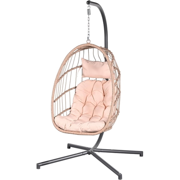 Econohome Hanging Egg Chair with Stand - Indoor/Outdoor Swing Hammock Chair with Plush, Washable Cushions, 350LBS Capacity, Ideal for Relaxation in Bedrooms, Balconies, Gardens, and Patios
