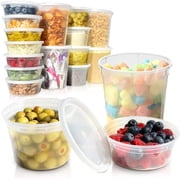 Economical Combo Pack BPA Free, Stackable & Leakproof 8 Oz, 16 Oz & 32 Oz Slime, Soup, Meal Prep Deli Containers With Lids Microwave/Dishwasher/Freezer Safe24 Set Each