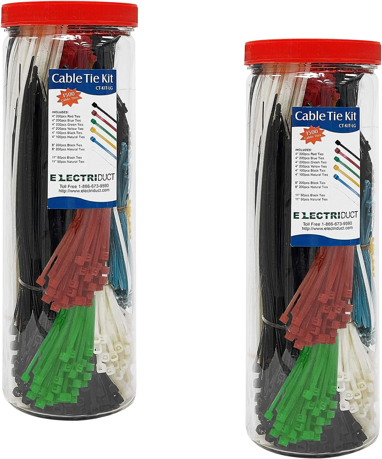 Economical Large Cable Tie Kit 3000 Nylon Zip Ties Assorted Colors