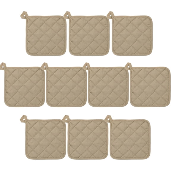 Economical Lightweight Bulk Potholders Ten (10) Pack Everyday Quality 6.5" Square Perfect for Craft Projects Beige