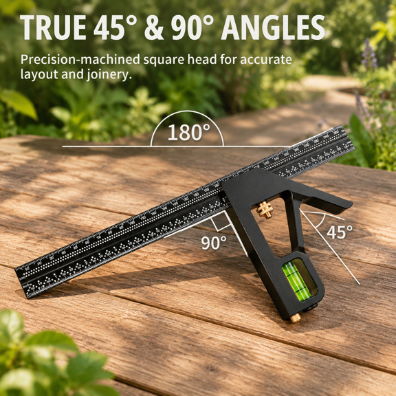 Economy 2-Piece Combo Square 12-inch Dual Metric & Inch Carpentry Measuring Square