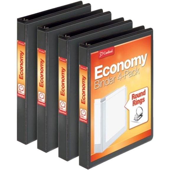Economy 3 Binder, 1 Inch, Presentation View, , Holds 225 Sheets, Nonstick, PVC Free, 4 Pack of Binders (79512)