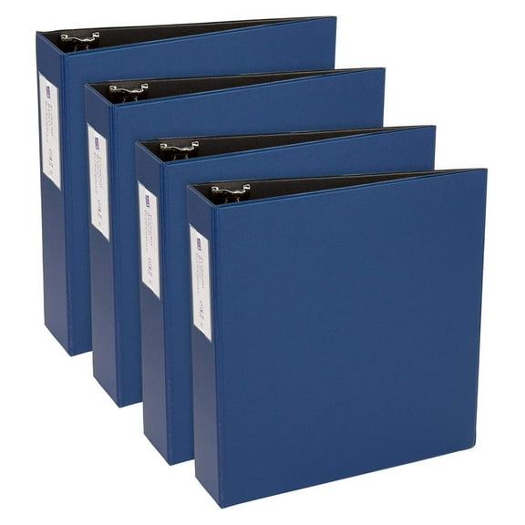 Economy 3 Ring Binders, 3" Round Rings, 460-Sheet Capacity, Blue, 4 Pack (17703)