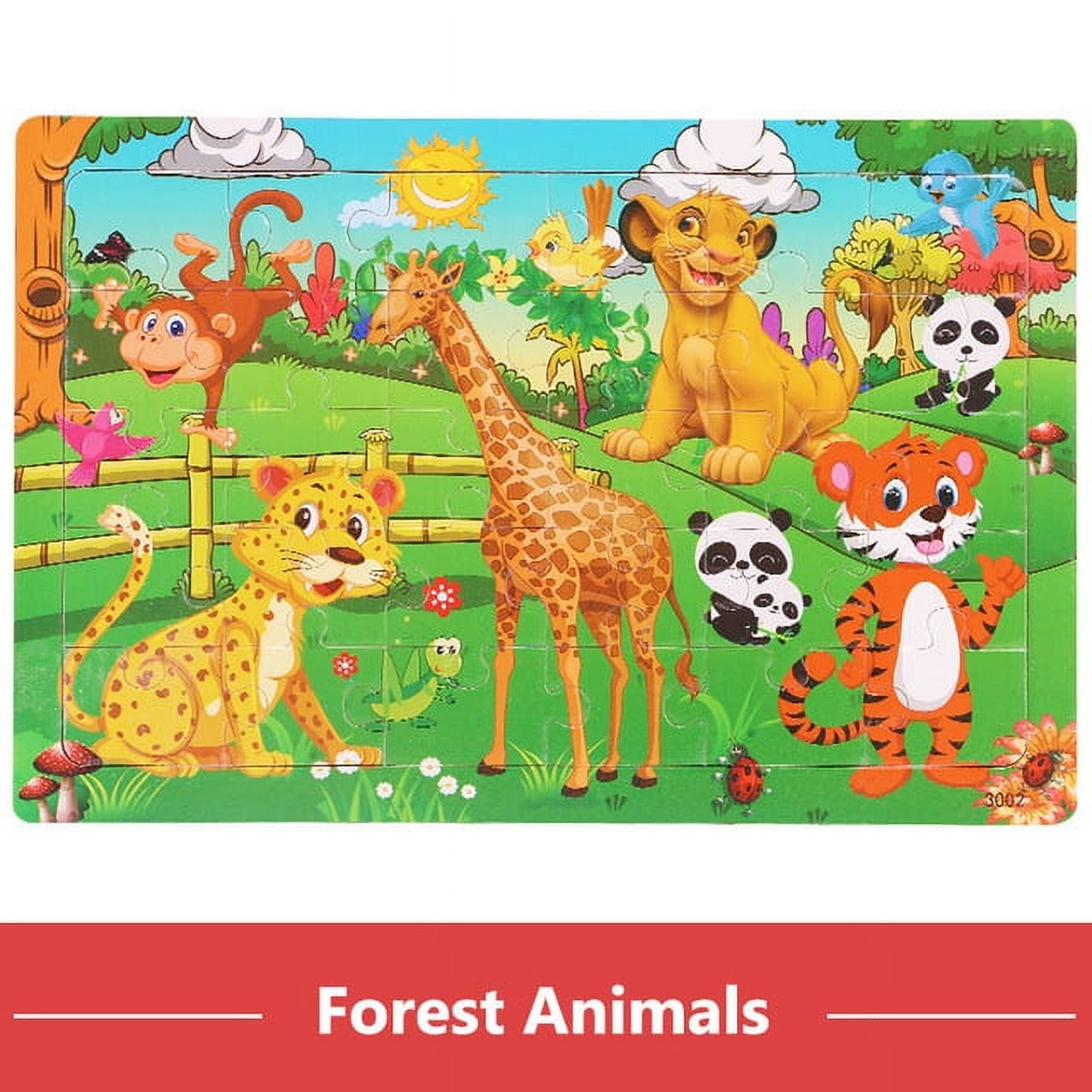Economy 30piece Montessori 3D Puzzle Cartoon Animal Wooden Jigsaw ...
