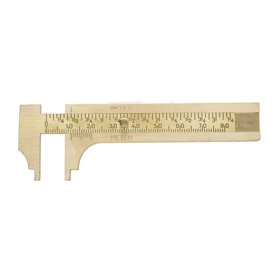 Economy Brass Gauge  80mm (3.14) Pocket Sized Slide Gauge  Measures in Both in Inches and Millimeters  Sliding Caliper Ruler  Non-Magnetic Measur