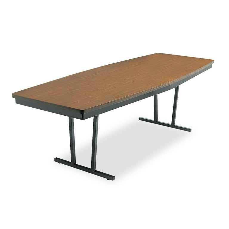 Economy Conference Folding Table, Boat, 96w x 36d x 30h, Walnut/Black Economy Conference Folding Table, Boat, 96w x 36d x 30h, Walnut/Black