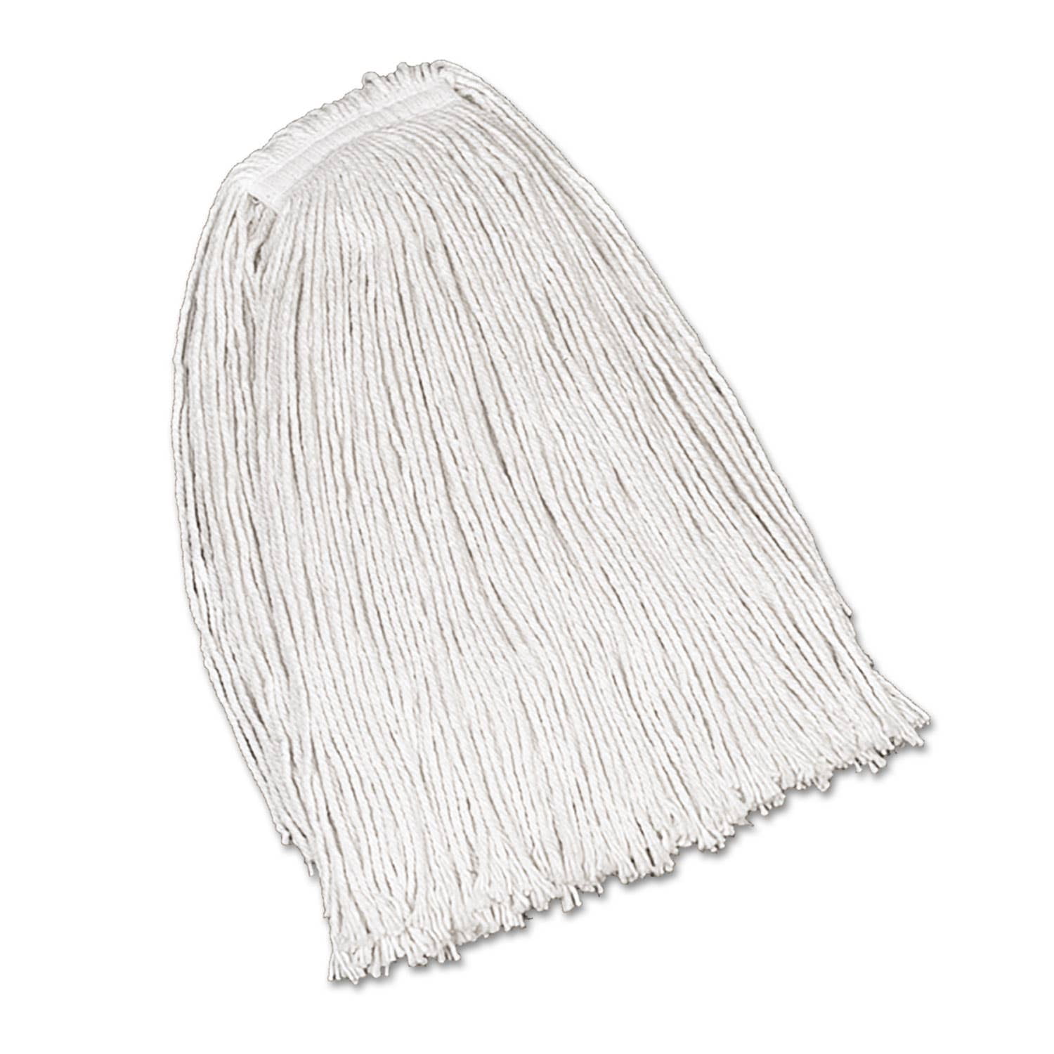 Economy Cotton Mop Heads, Cut-End, Ctn, Wh, 32 Oz, 1-In. White Headband, 12/Ct