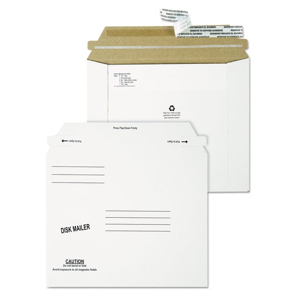 Economy Disk/CD Mailer for CDs/DVDs, Square Flap, Redi-Strip Adhesive Closure, 7.5 x 6.06, White, 100/Carton | Bundle of 2 Cartons