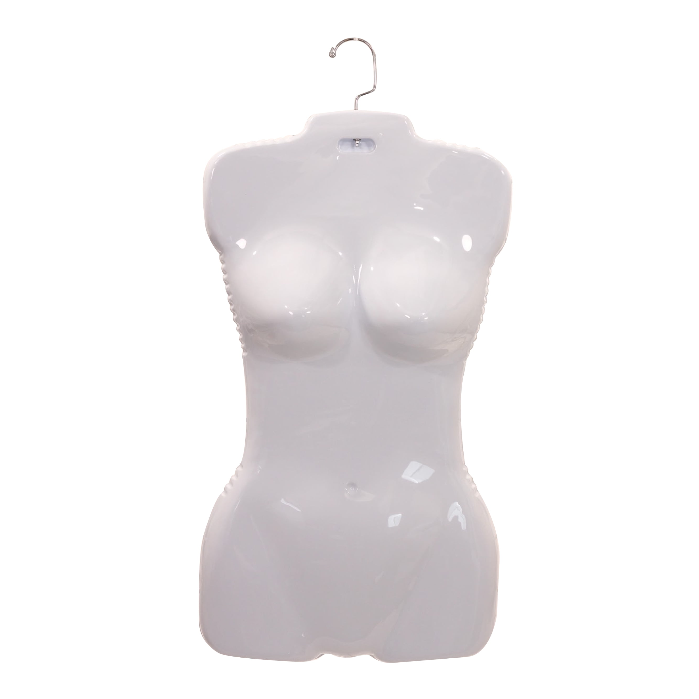 White Shiny Plastic Hanging Female Mannequin Torso with Hook